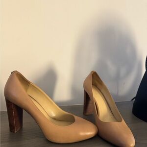 Michael Kors Tan Block Heel Pumps